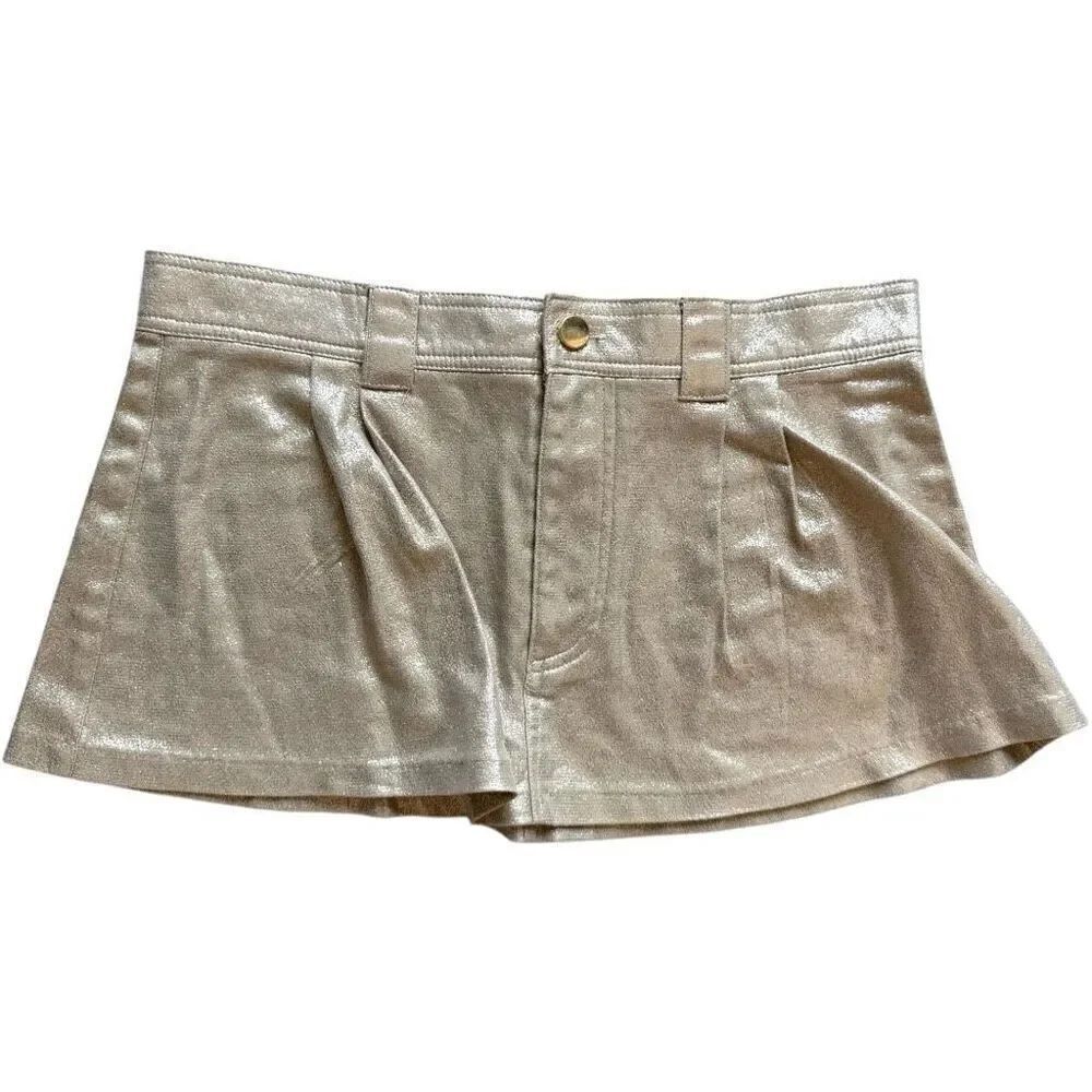 Womens ASOS Design Gold Metallic Chic City Trend Mini Skirt - Sz 6